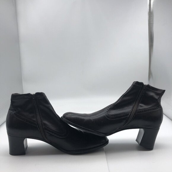 Brown Franco Sarto sz 6.5 Ankle boots booties Block Heel Vegan - Picture 5 of 16